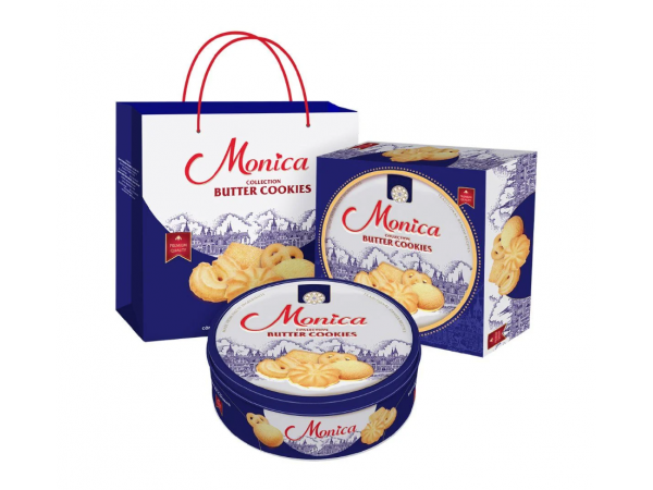 Hộp bánh quy bơ Monica 380g (xanh)